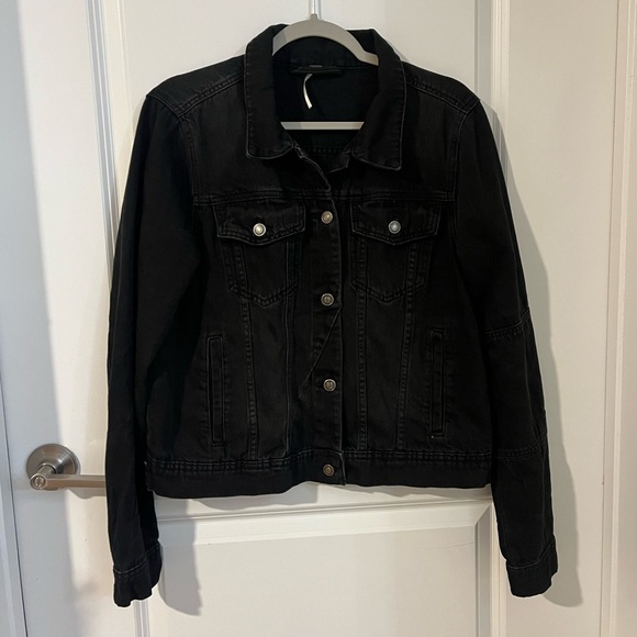 Free People Rumors Denim Jacket -black -large - Picture 4 of 7